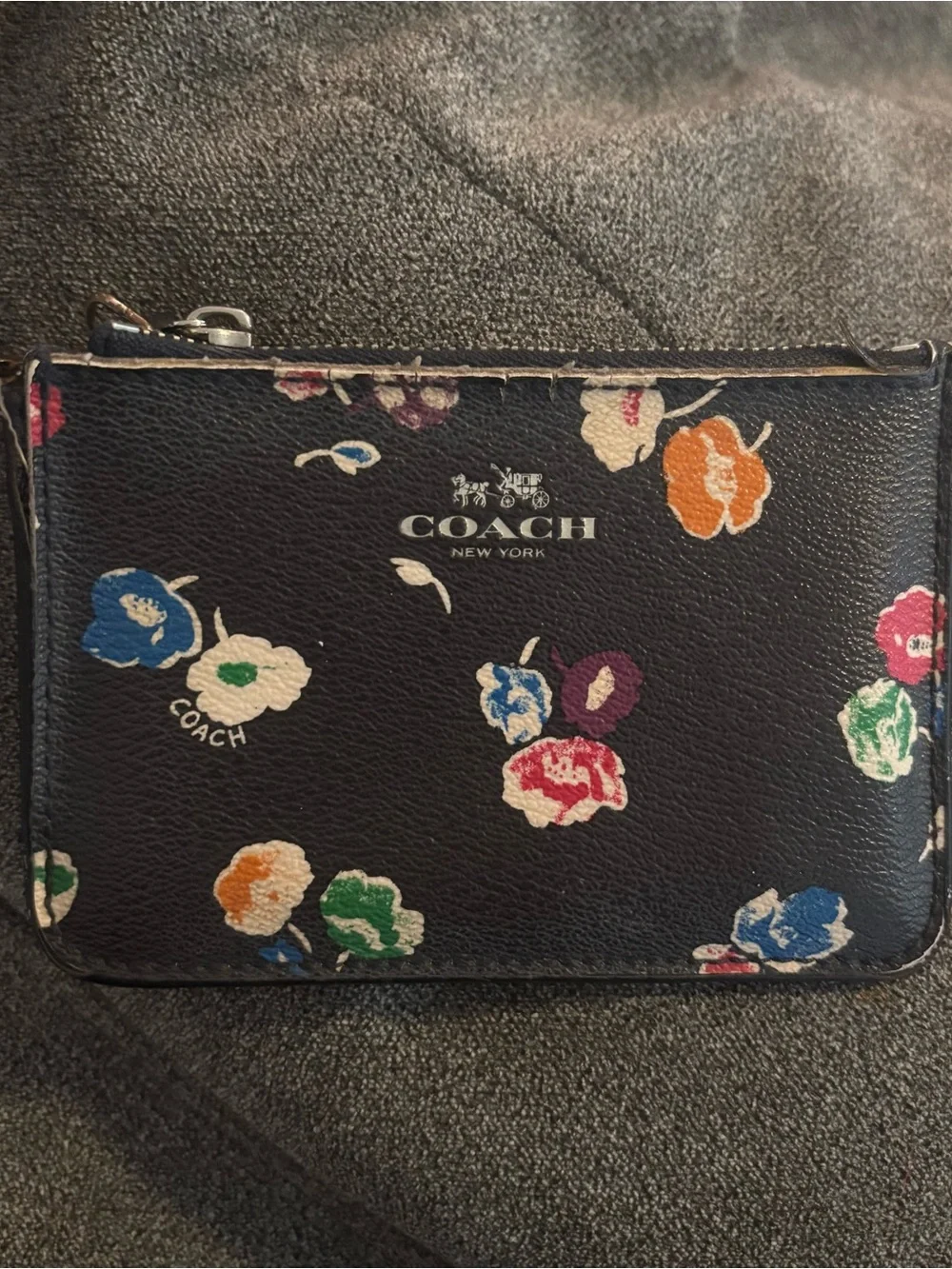 Coach Floral Print Mini Wristlet Key Pouch As Is